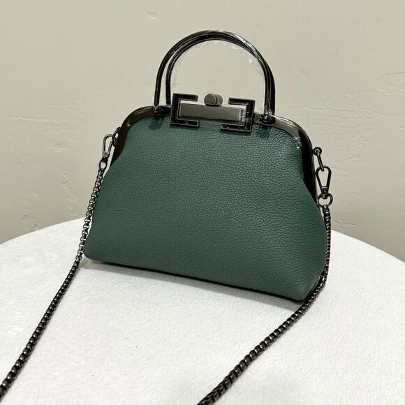 Handmade Genuine Premium Togo Leather Top Handles Bag/ Crossbody & 2 Chains - Picture 1 of 16